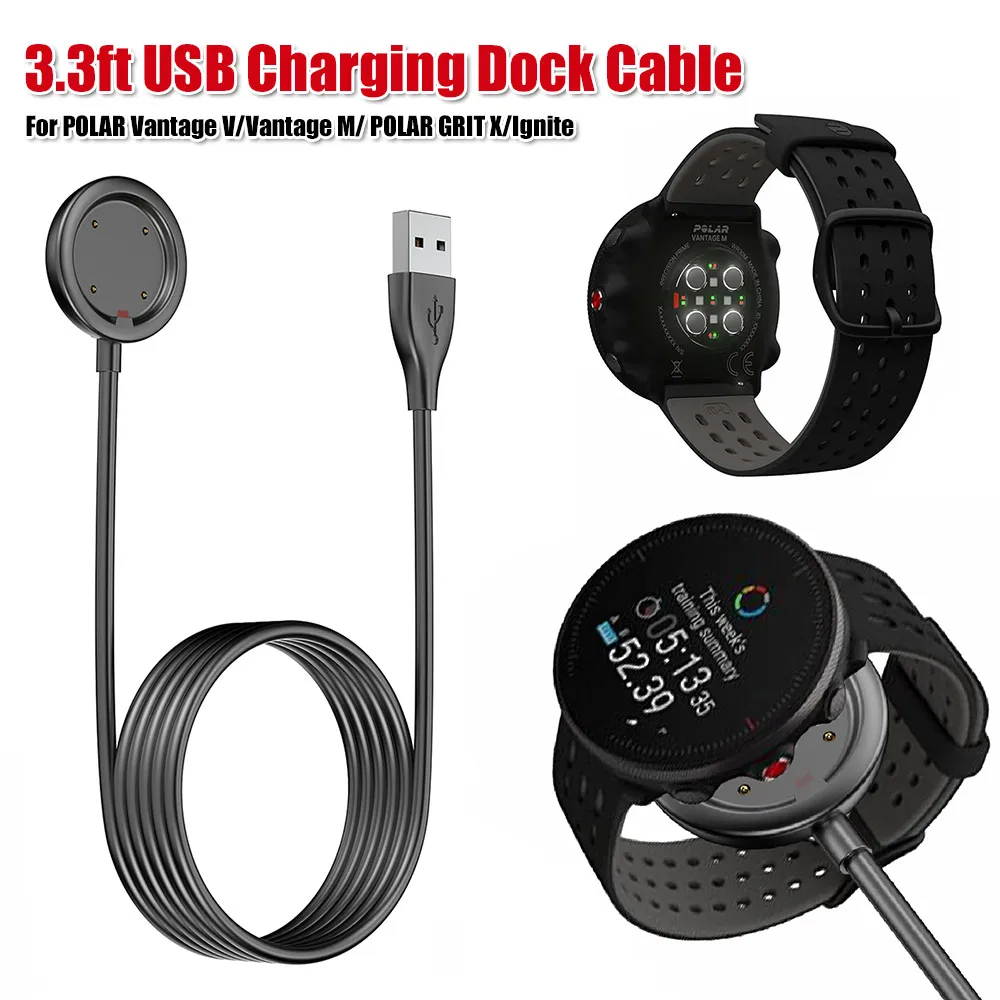 

3.3FT Charging Adapter Cables Replacement USB Charger Charging Dock Cable for POLAR Vantage V/Vantage M/POLAR GRIT X/Ignite