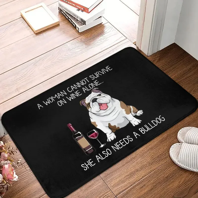 Personalized Bulldog And Wine Funny Dog Doormat Mat Anti-Slip Doggy Dog Lovers Bath Kitchen Toilet Rug Carpet 40*60cm