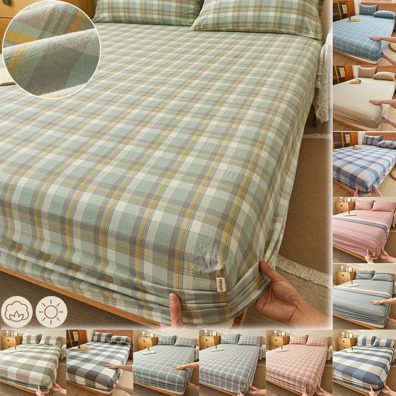 

Pure Cotton Duvet Cover Set Plaid Printed Bedroom Bed Set Suitable for Apartment Bedroom FourSeason Universal Printing Ins Style