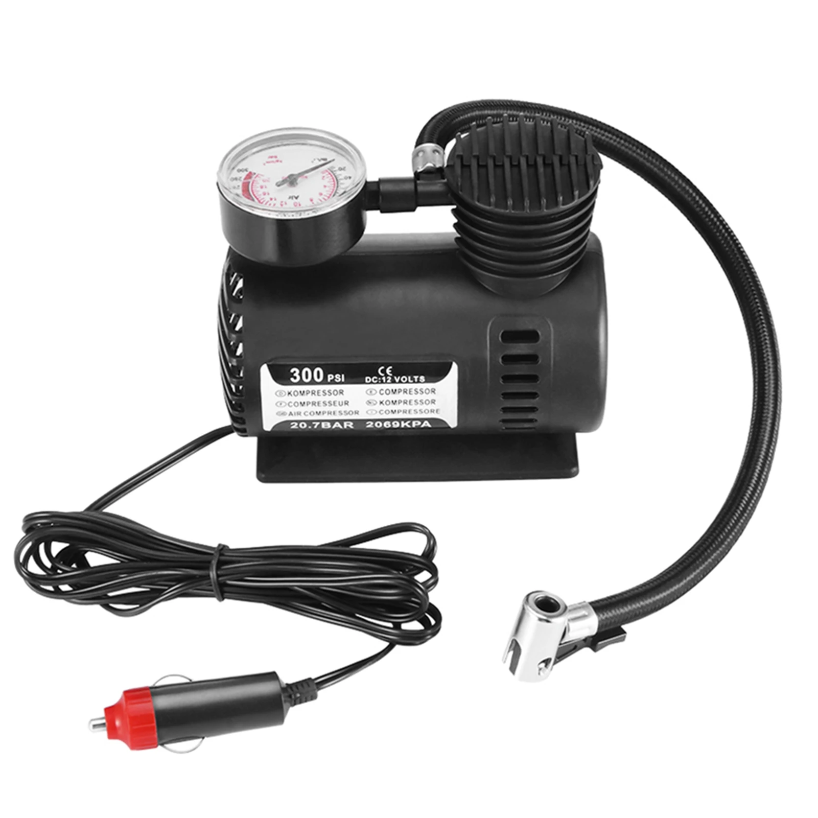 

300PSI 12V Мини-воздушный компрессор Автомобильный электрический насос для накачивания шин Автомобильные аксессуары
