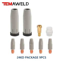 9Pcs 24KD New Coating Protection nozzle  0.8/1.0/1.2mm MIG Torch Gas Nozzle Tip Holder of 24KD MIG MAG Welding Torch