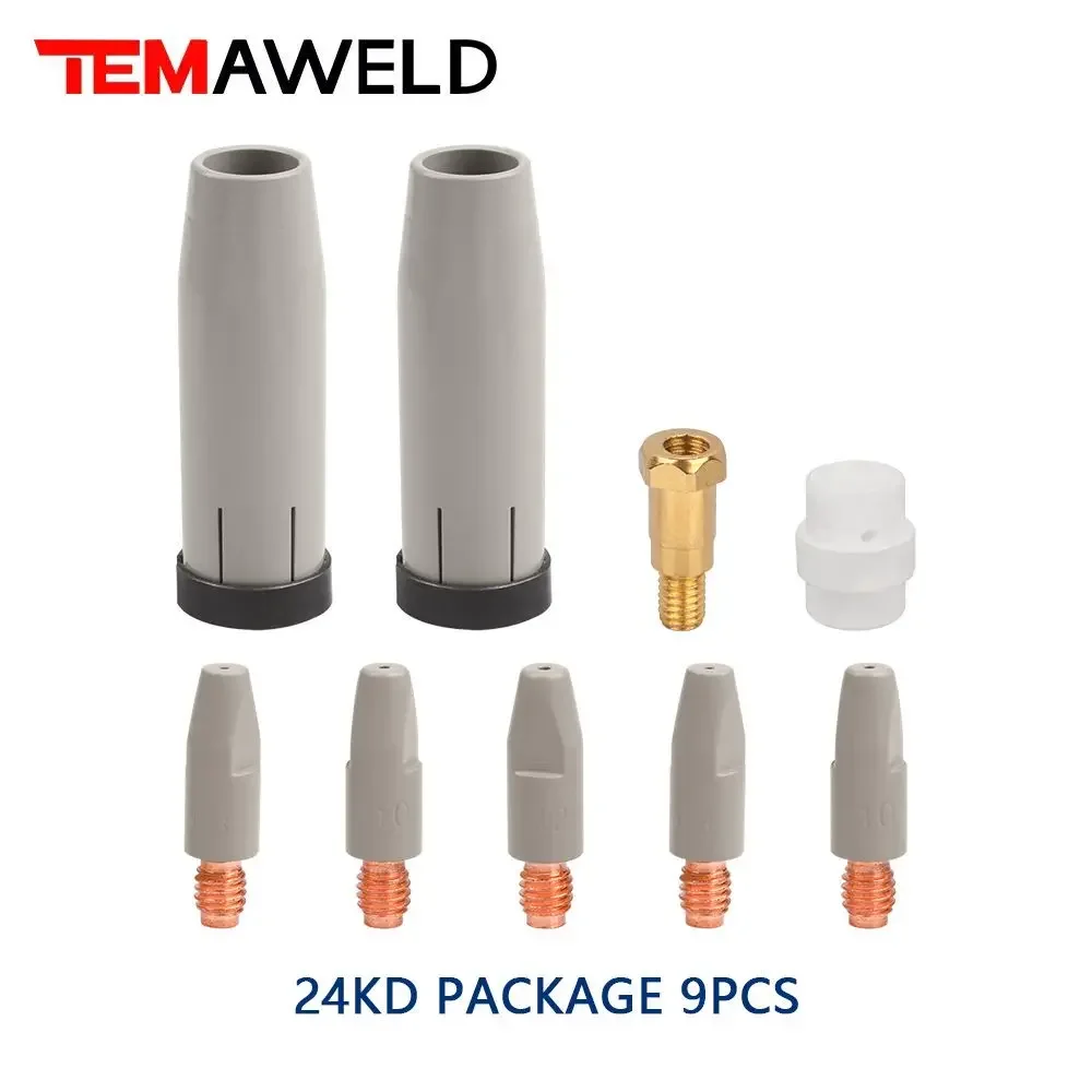 9Pcs 24KD New Coating Protection nozzle  0.8/1.0/1.2mm MIG Torch Gas Nozzle Tip Holder of 24KD MIG MAG Welding Torch