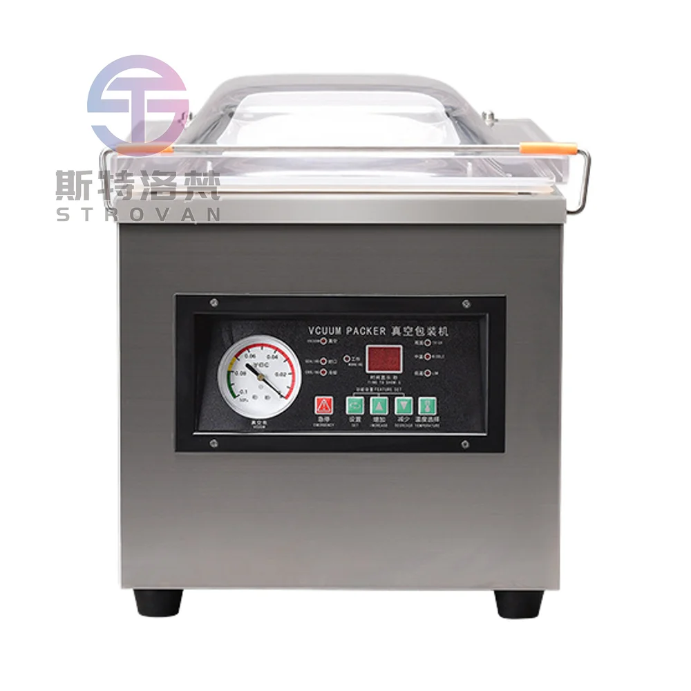 Commercial Electric Automatic Desktop Vacuum Sealer Machine Dual Sealing Bar 20m/h Vacuum Pump for Food Commodity Packaging