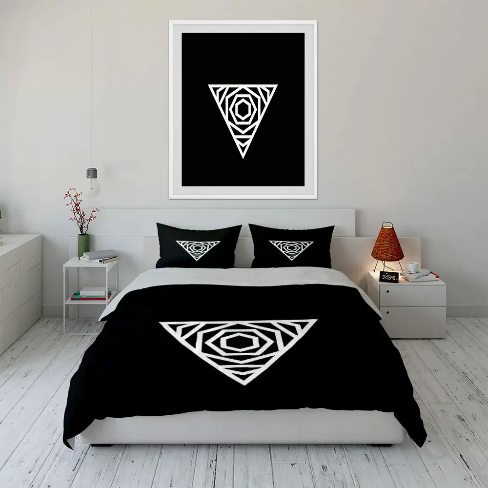Geometric Triangle Three-Piece Decor Set Soft Comfortable Duvet Cover Bedding Set Included 1*Duvet Cover & 2*Pillowcases, gift