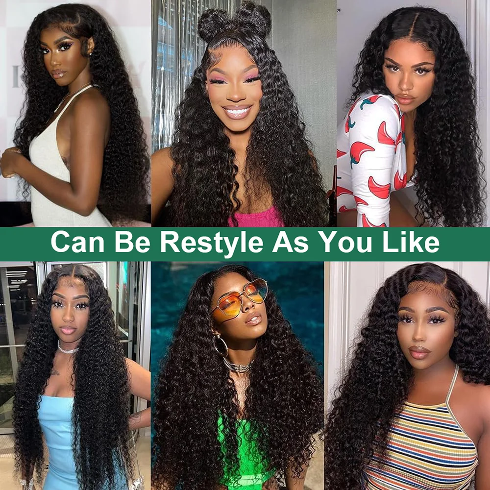 13x4 Deep Wave Lace Front Wigs Human Hair 180 Density Deep Wave Frontal Wigs Human Hair Curly Wigs for Black Women Pre Plucked