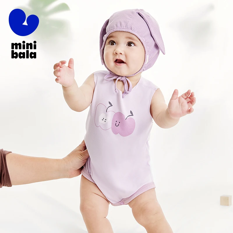 Mini Bala Suit Baby Infant Sweat-Absorbent Breathable Triangle Clothes 2024 Summer New Baby Skin-Friendly Crawling Suit