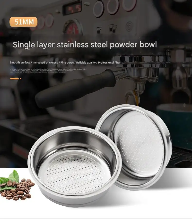 

10PCS 51mm Portafilter Basket Single Layer Stainless Steel for High Pressure Coffee Machines