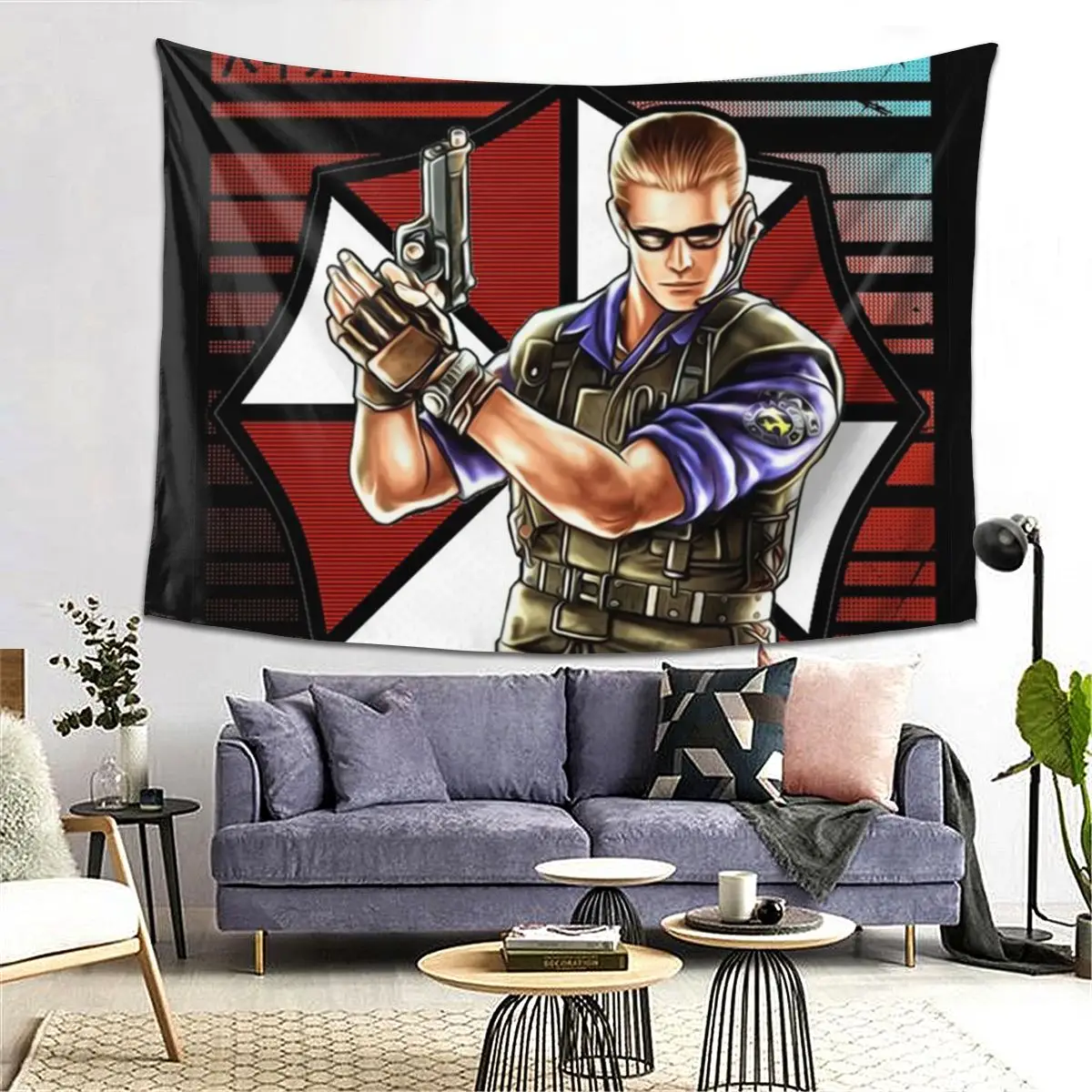 

Albert Wesker Tapestry Decor Art Aesthetic Tapestries for Living Room Bedroom Home Wall Cloth Wall Hanging