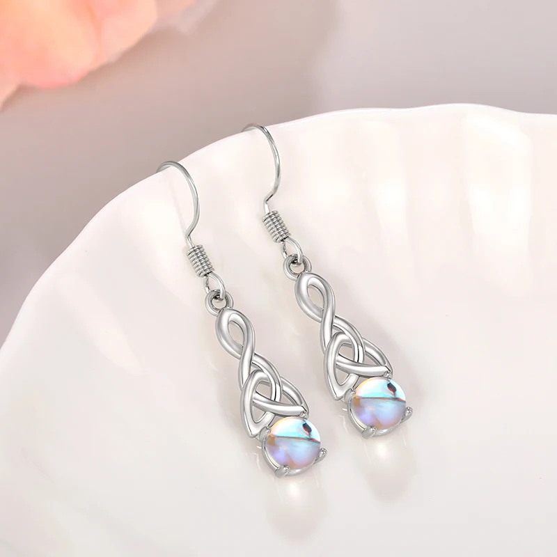 Huitan Phantasie Knoten Ohrringe mit blauen Imitation Opal für Frauen einfache zurückhaltende Dame Accessoires Jubiläums geschenk Braut schmuck