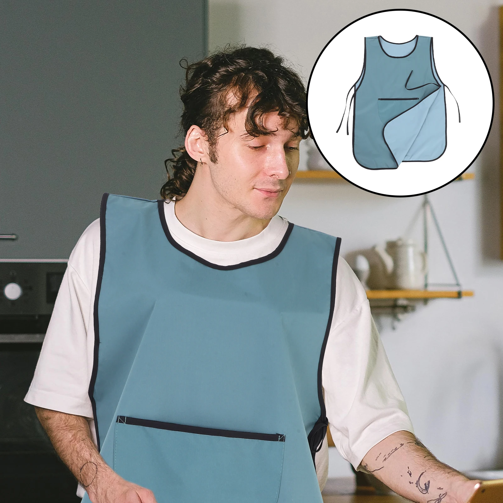 

Barber Apron Anti-stain Household Uniform Water Proof Dishwasher Polyester with Pockets Cleaning Supplies Work Cooking