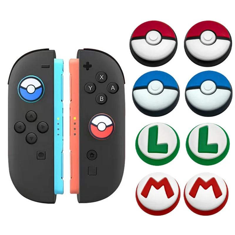 Mario Poke Ball Cartoon Joystick Grips for Nintend Switch 2 JoyCon Controller Thumb Sticks Cap Joystick Cap Protective Cover