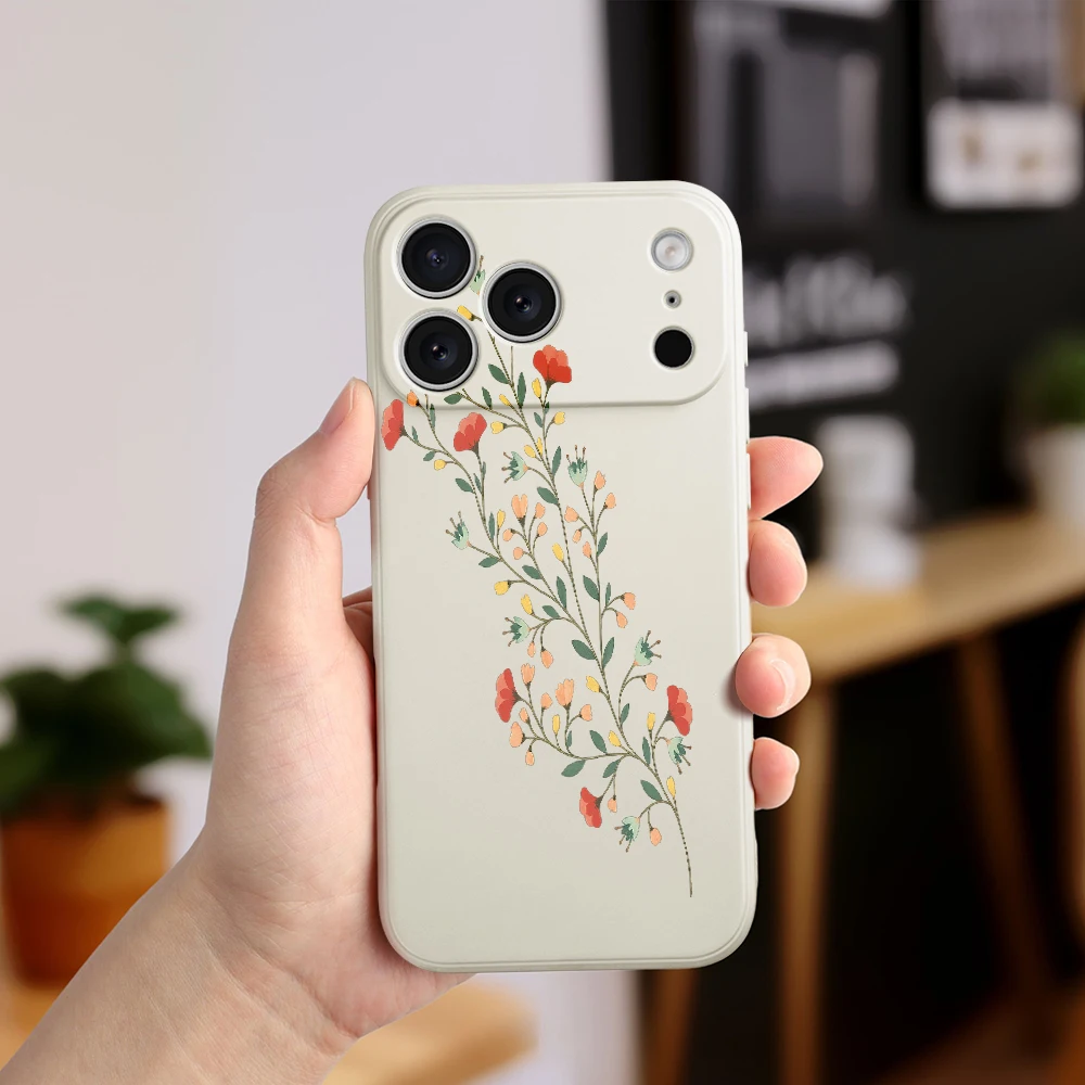 آيفون 17 برو ماكس 17 الهواء 16 15 14 13 12 11 برو ماكس XS ماكس 7 8 زائد 16e 16 زائد غطاء من البولي يوريثان كوكه الضوء الأرجواني الأزهار جراب هاتف