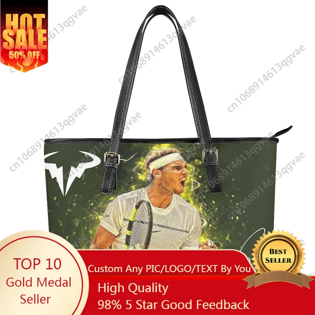 

Rafael Nadal Tennis Player Custom Handbag Womens Mens Personalized Tote Bag Shoulder Bag Business Leather Purse Travel Bag
