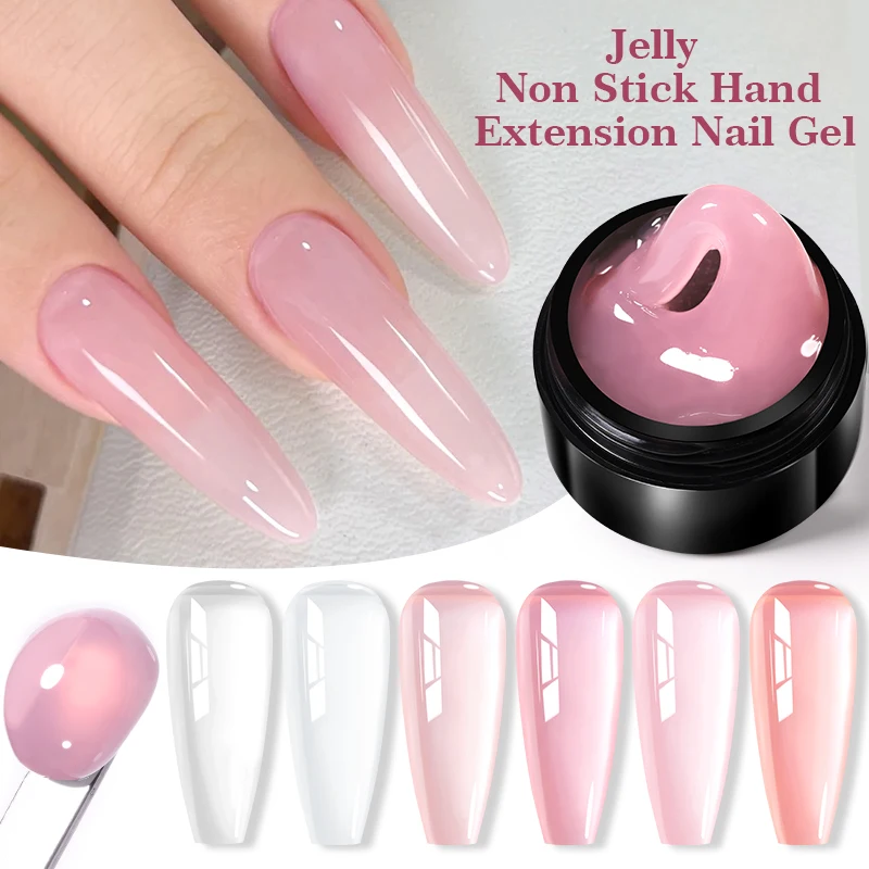 

BORN PRETTY 15ml Jelly Nude Clear Non Stick Hand Solid Extension Nail Gel Polish Carving Flower Acrylic Nail Art Building UV Gel