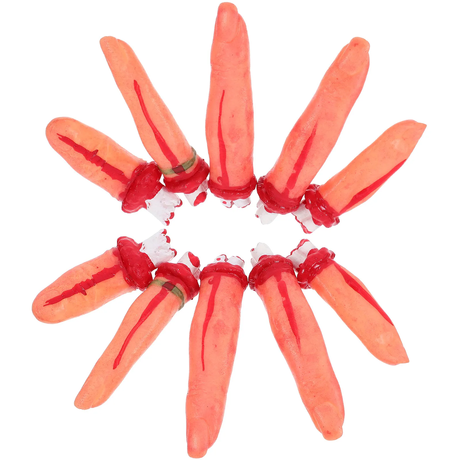 

10Pcs Artificial Severed Fingers Realistic Human Skin Color Bloody Halloween Haunted House Horror Party Prank Supplies