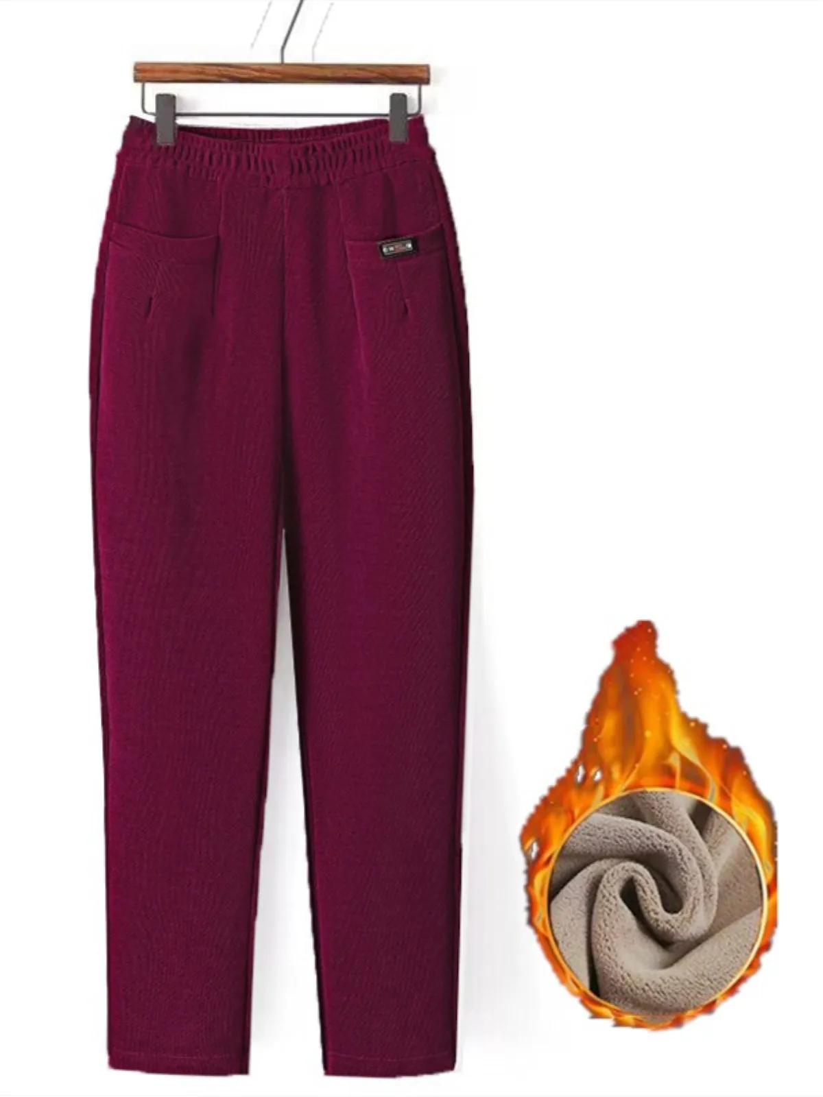 بنطلون نسائي كاجوال سميك من الصوف للخريف والشتاء، بخصر عالٍ وتصميم هارلان، سروال مخملي دافئ ومريح من ألياف البوليستر #1