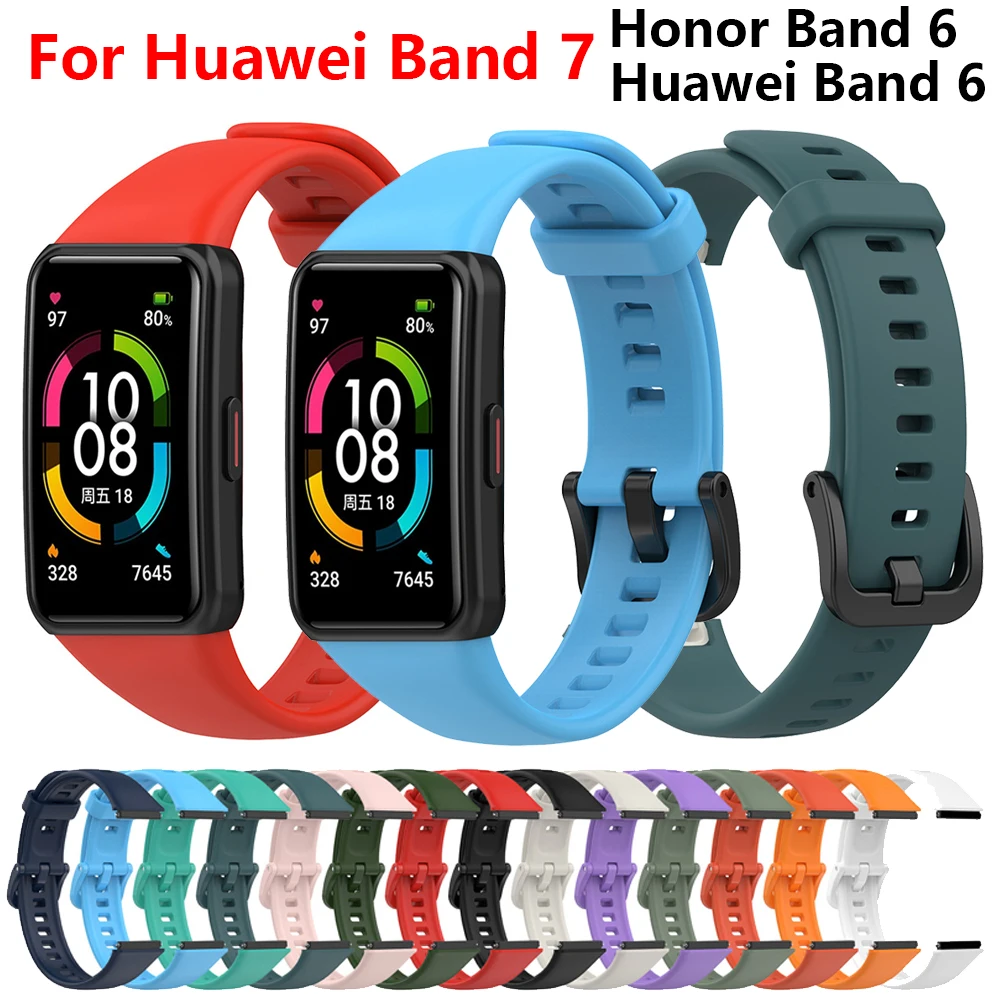 Sport Soft Silicone Wristband For Huawei Band 7 6 Smart Bracelet Colorful Strap For Huawei Honor Band 6 Replacement WatchBand