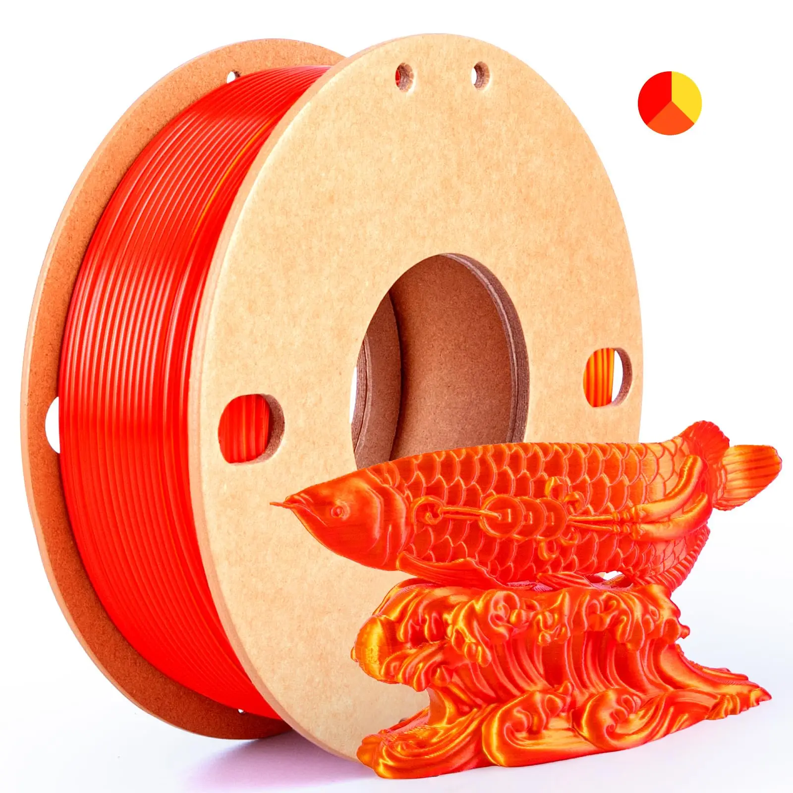Driekleurig PLA-zijdefilament 250 g per rol Nettogewicht, geschikt voor FDM 3D-printers, 1,75 mm zijde PLA 3D-printmateriaal.