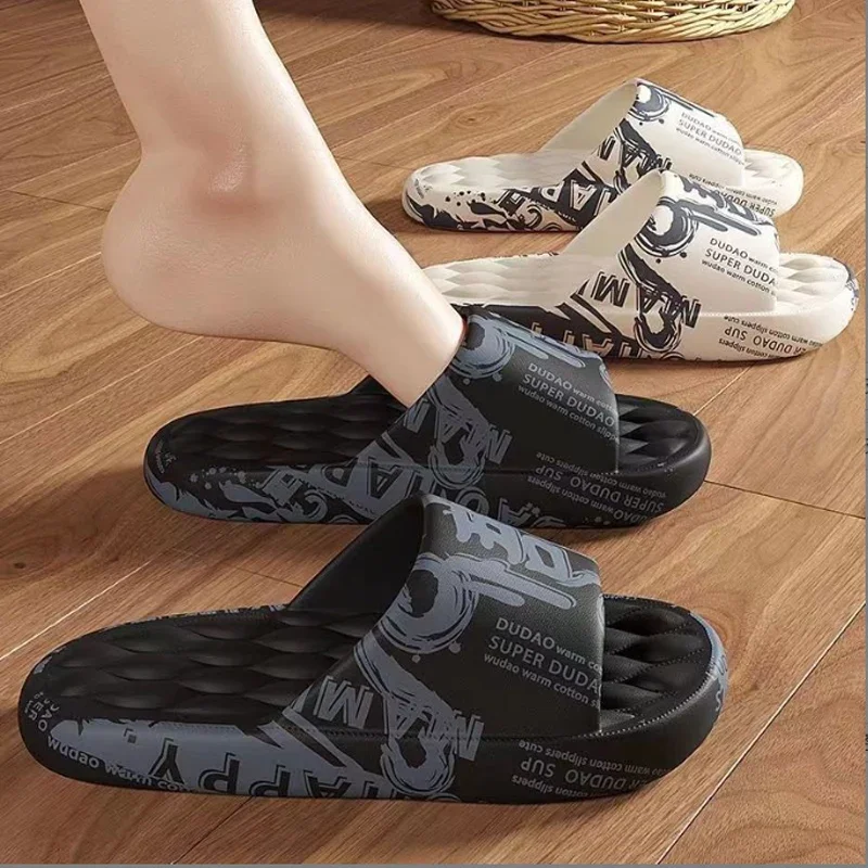 

Big Size 48-49 Men Slippers Soft Sole EVA Indoor Outdoor Open Toe Flip Flops Non-Slip Beach Slides Flat Sandals Printing Slides