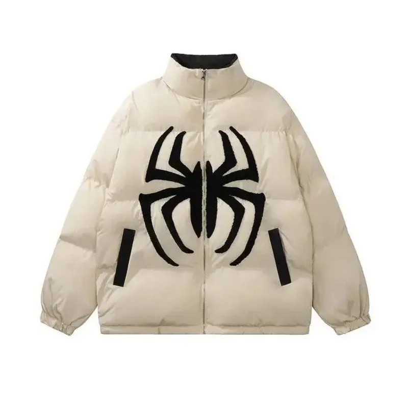 Una arena de osos americano Retro araña flocado ropa acolchada de algodón para hombres y mujeres invierno suelto Ins cálido 2025 nuevo