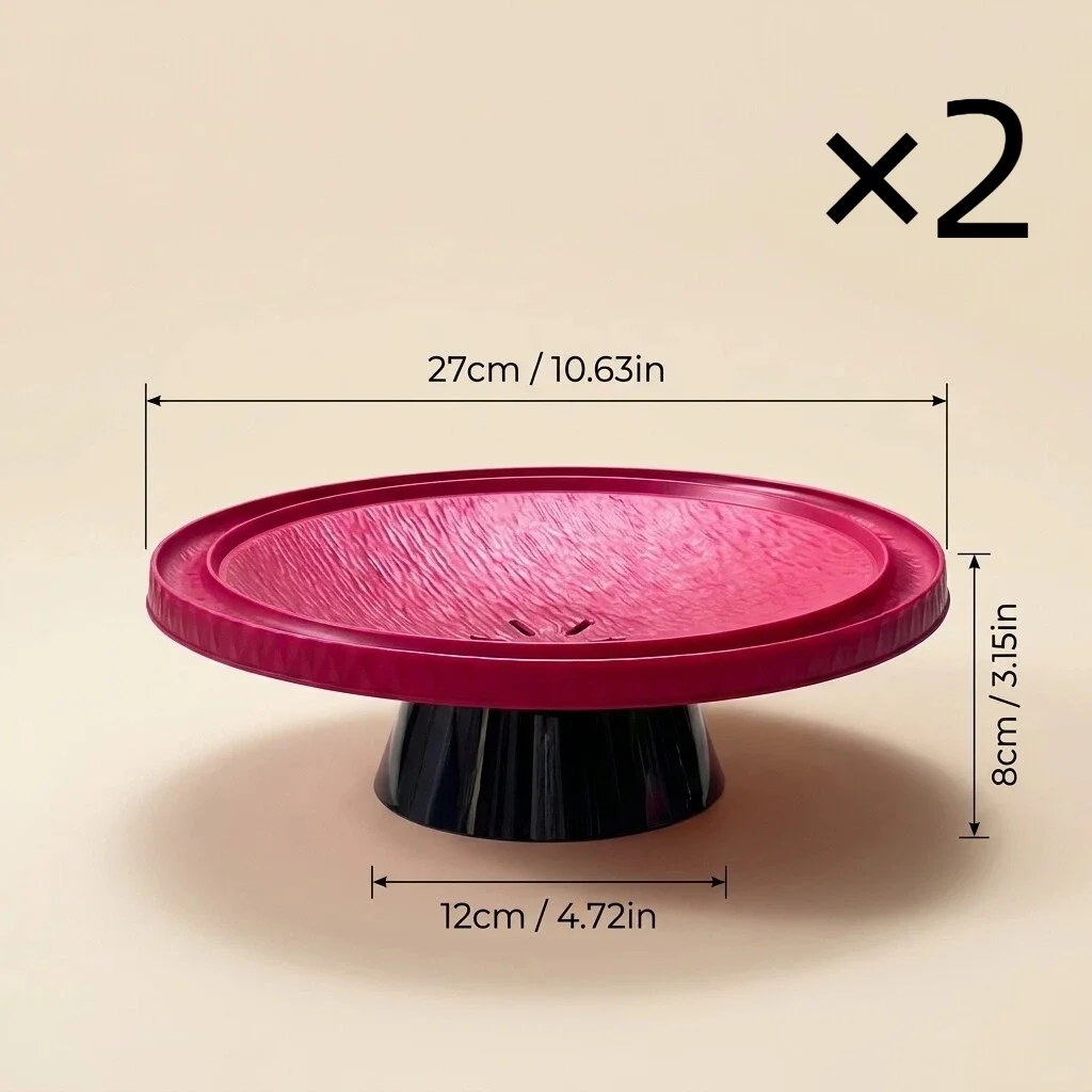 2-in-1 afneembare plastic fruitschaal, taartstandaard, voedselbord met afvoer, herbruikbare ronde snack- en dessertserveerschaal, serviesgoed