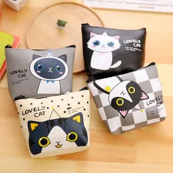 Cartoon Cat PU Leather Coin Bag Zipper Purse Women Wallet Pocket Coin Key Money Pouch Women Men Card Holder Earphone Storage Bag