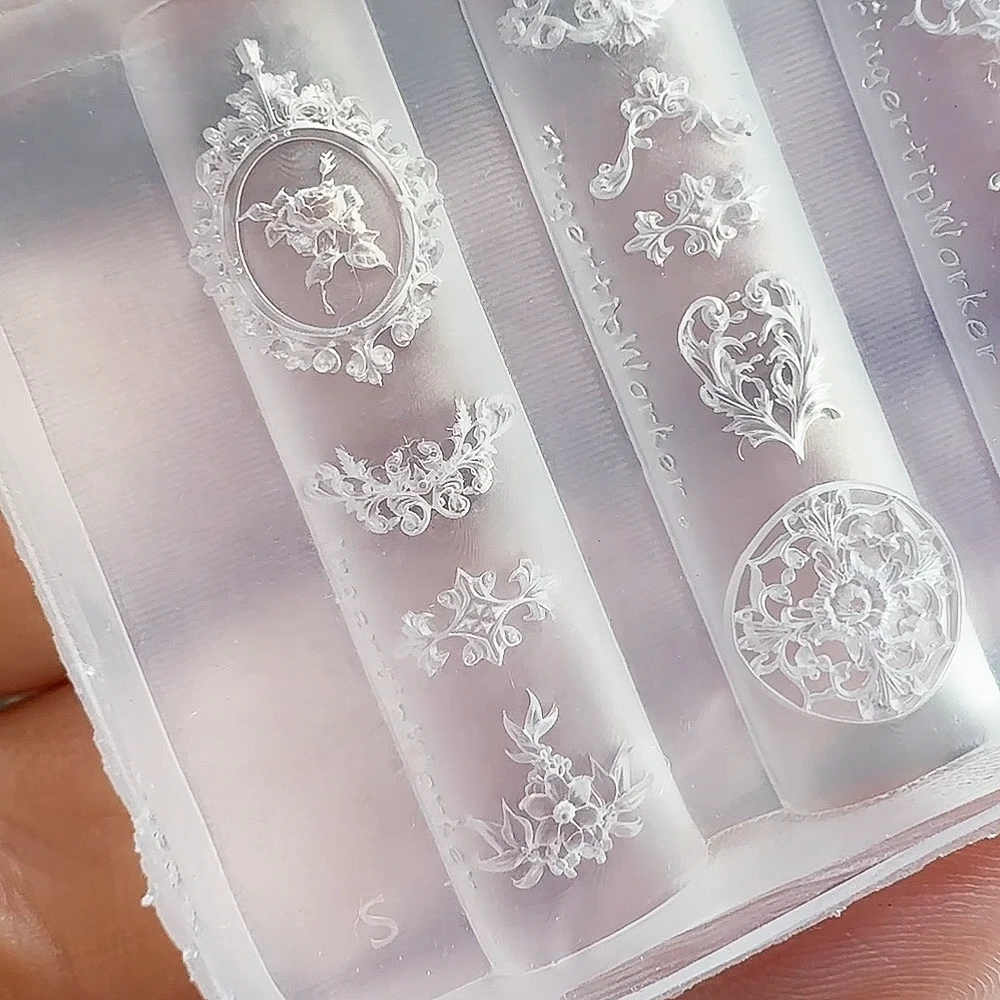 1 قطعة الرجعية الباروك الحدود مسمار قوالب الإطار مزهر نافذة سيليكون قوالب الأظافر DIY بها بنفسك اليورو الأمريكية الفاخرة مسمار السحر الإستنسل #4