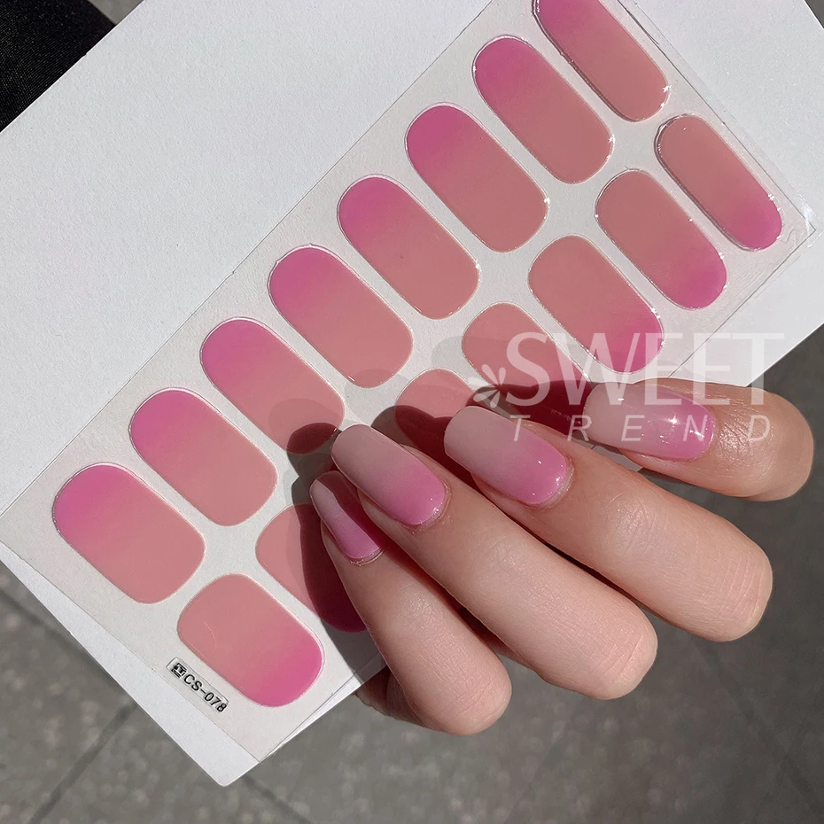 6 sztuk/zestaw pieczenie za darmo stałe gradientowe pełne pokrycie naklejka do paznokci paski łatek paski lakieru do paznokci okłady dla kobiet Manicure dekoracje