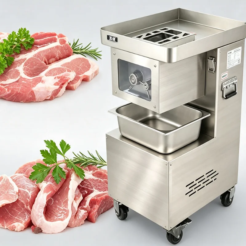 New Fully Automatic Detachable Blades Meat Slicer/Shredder Commercial Factory Use Pork Processing Machine
