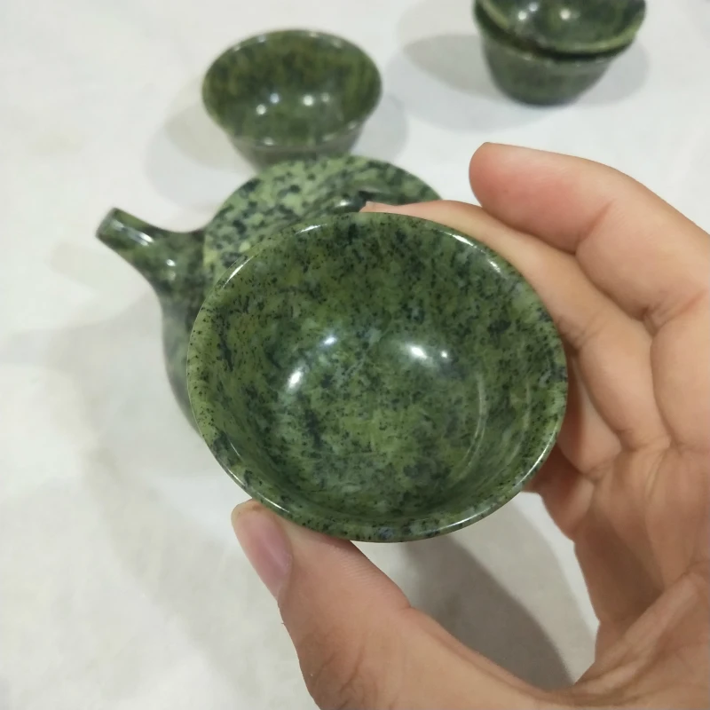 Tibetan Jade Teapot Household Active Magnetic Medicine King Stone ShipiaoTibetan Treasure Meteorite Wine Pot One Pot Four Cup