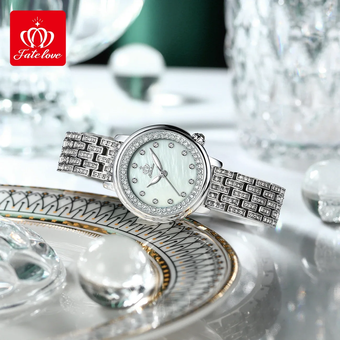 Fate Love 817 orologio al quarzo di lusso per donna Business orologio da polso impermeabile in acciaio inossidabile con diamanti eleganti orologi da donna