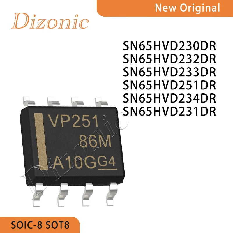 

CAN-трансиверы SN65HVD230, SN65HVD232, SN65HVD233, SN65HVD251, SN65HVD234, SN65HVD231, 3.3V, высокоскоростные, RS-485, микросхемы SMD, SOP-8