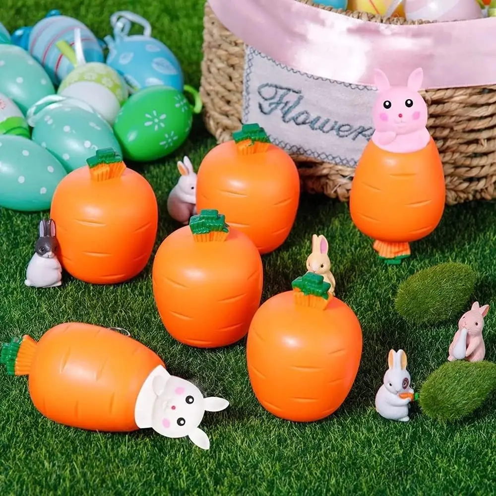 Pop Up Squeeze Toys Set Squishes Carrot Rabbit Fidget Toys Squishy Easter Bunny Frog Stress Relief Toy for Kids & Adult
