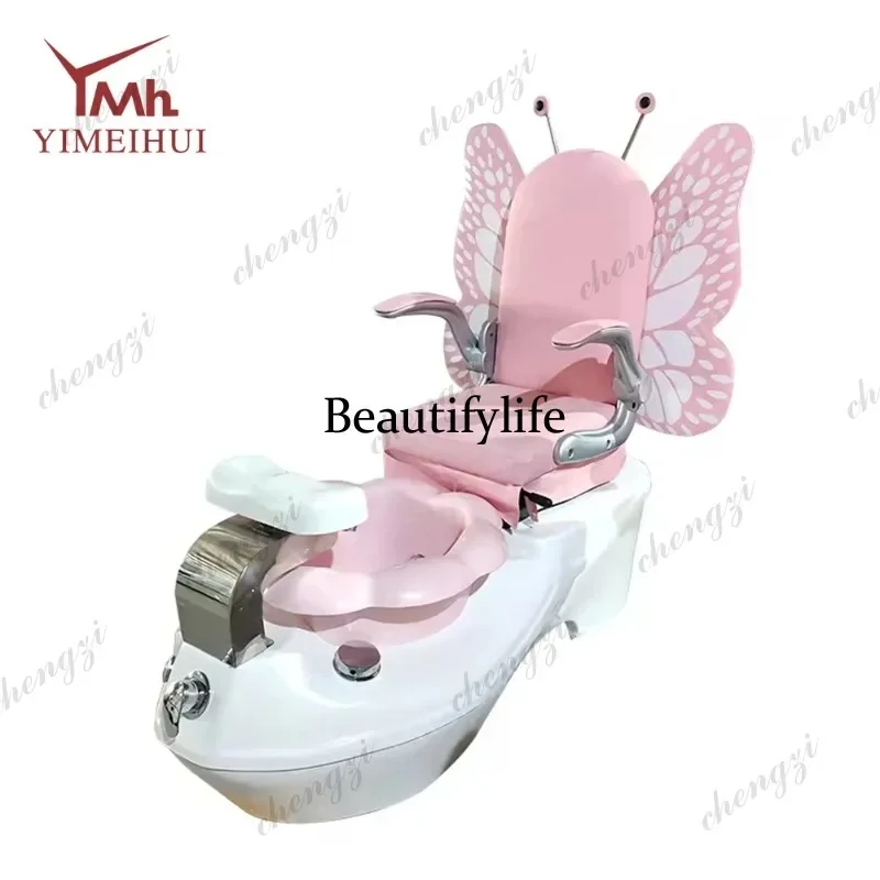M138 TTT Children's Butterfly Style Pedicure Chair with Colorful Lights Magnetic Pump Drain Pump