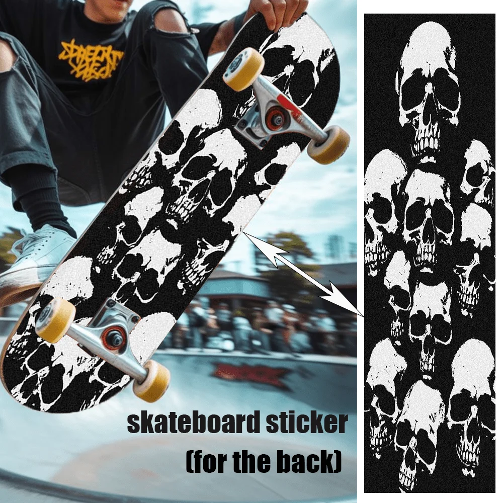 

1 9 × 33 inch "Trend Diablo Multiple Skulls Image" Themed Printed Skateboard Back Sticker - Self Adhesive PVC Decorative