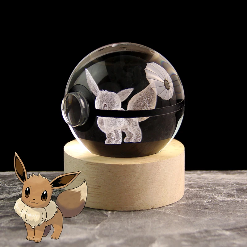 

Pokemon Eevee Crystal Ball Model Toys, 3D Laser Engraving, Handicrafts, Game Souvenir, Christmas Gifts for Children, 5cm