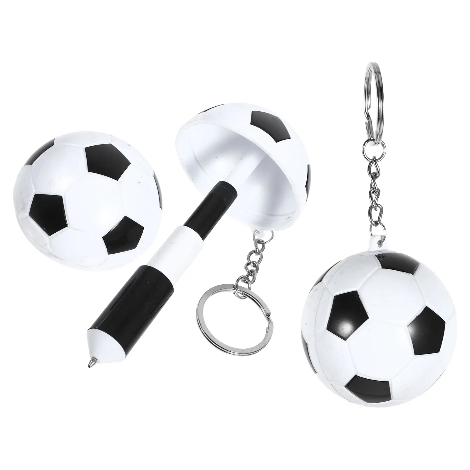2pcs Football Ballpoint Pen Retractable Keychain Smooth Writing Student Gift Soccer Pen Sports Fans Telescopic