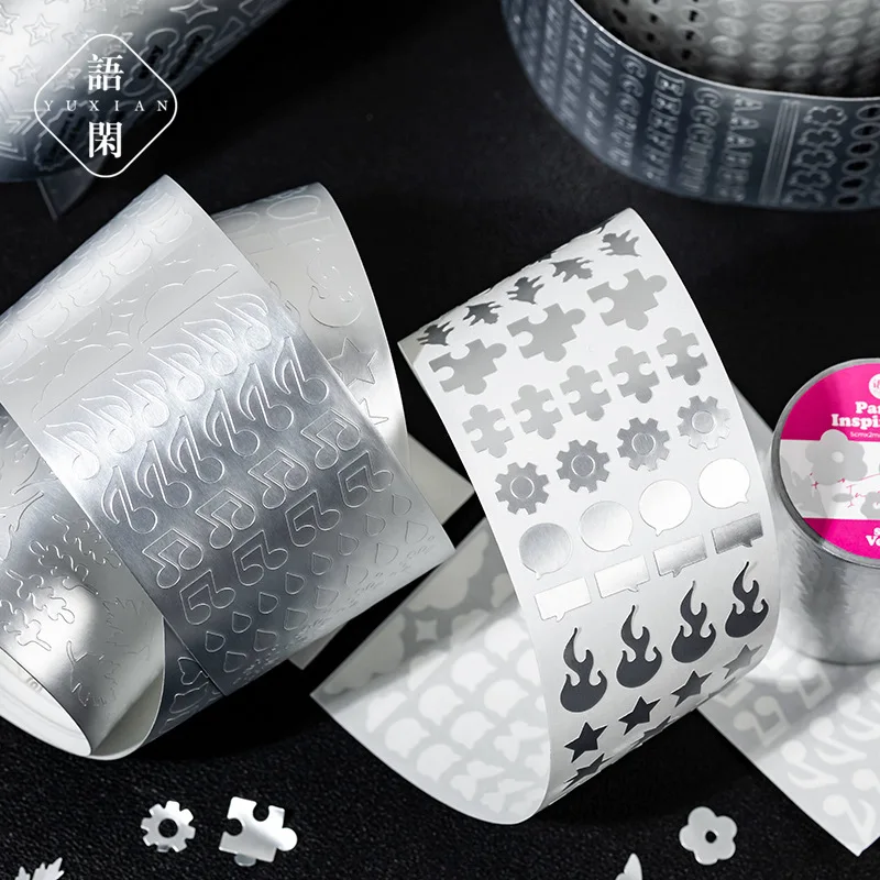 1pcs/1lot Decorative Adhesive Tapes Silver Painted Poetry Masking Tapes Scrapbooking DIY Paper Japanese Stickers