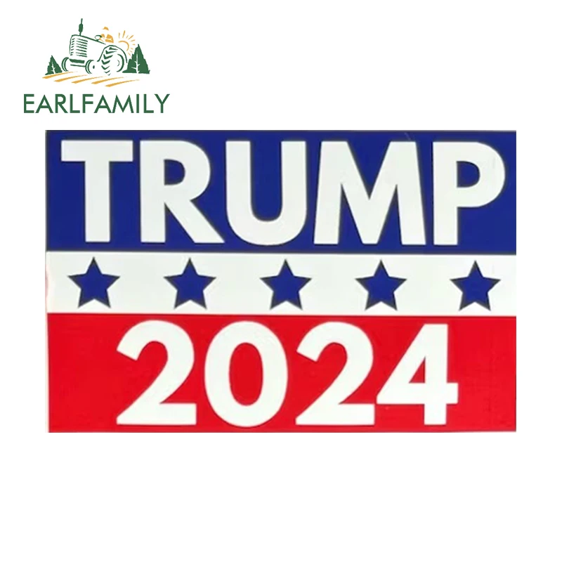 EARLFAMILY 13cm X 8.3cm for American Style Trump Flag Car Door Protector Creative Decals Funny Personality Occlusion Scratch