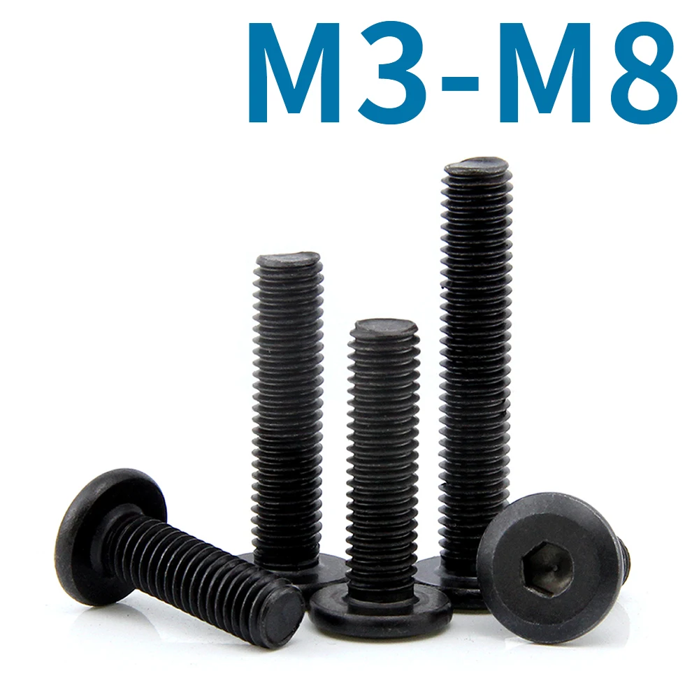 10-50Pcs M3 M4 M5 M6 M8 Hypotenuse Flat Head Hex Socket Drive Screw Down Side Furniture Screws Black Carbon Steel