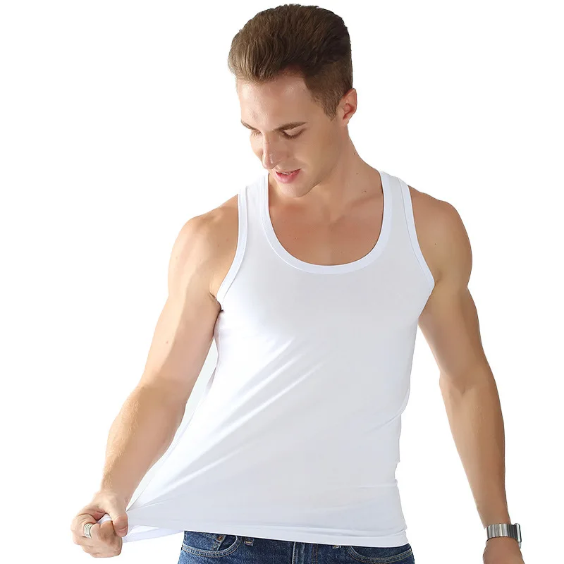 Men Tank Tops Undershirt Gym Muscle Workout Singlets Fitness T-Shirt Vest Cotton Short Sleeve Breathable Bodybuilding Undershirt