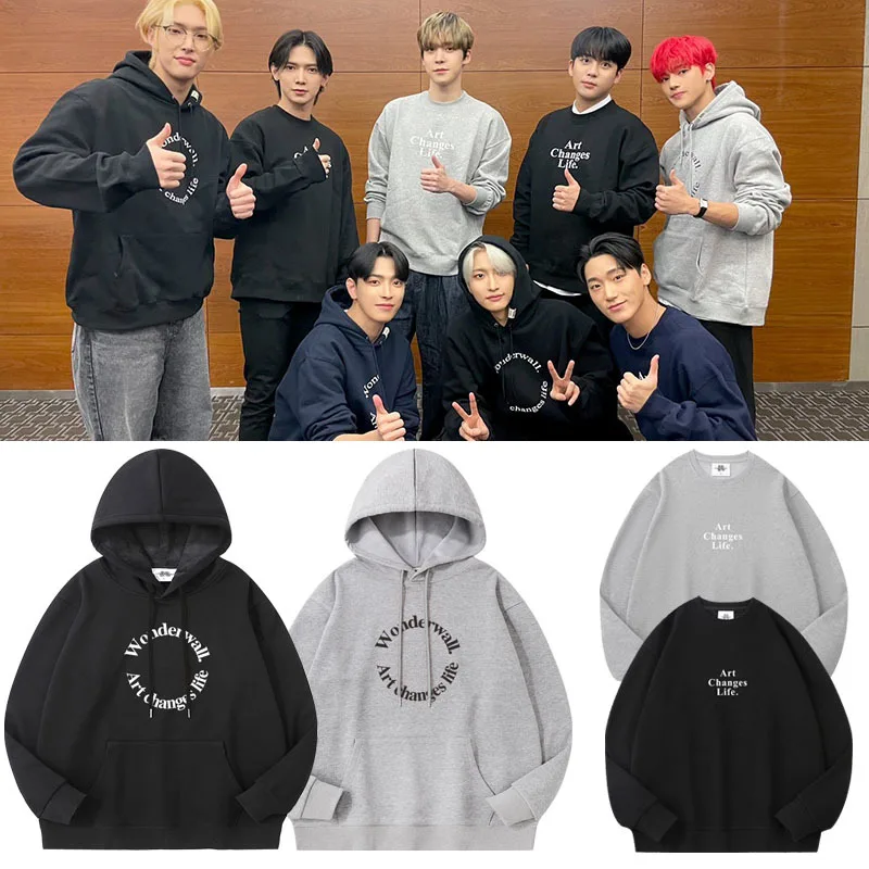 KPOP ATEEZ Hongjoong San Wooyoung Jongho Same Style Funny Hoodie Hip Hop Graphic Sweatshirts Streetwear Harajuku Tracksuit