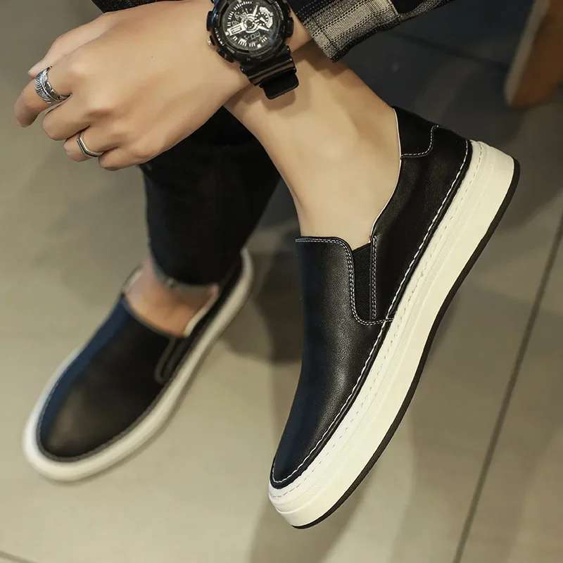 Fashion Casual Genuine Leather Men\'s Loafers 2024 Spring Autumn New Designer Board Shoes Male Non-slip Casual Sneakers Men