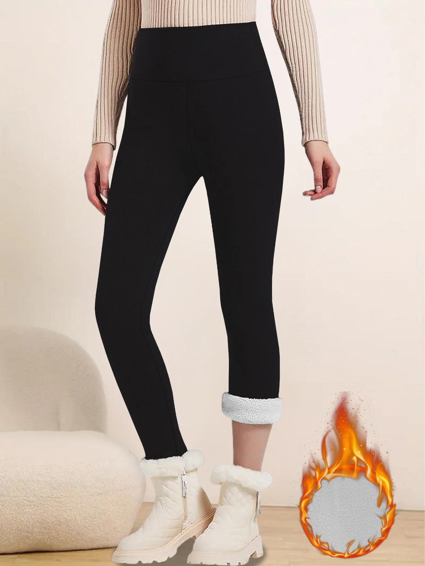 

High Waisted Fleece-Lined Leggings for Women Thick Soft Tummy Control Workout Running Yoga Thermal Warm Pants for Cold Winter
