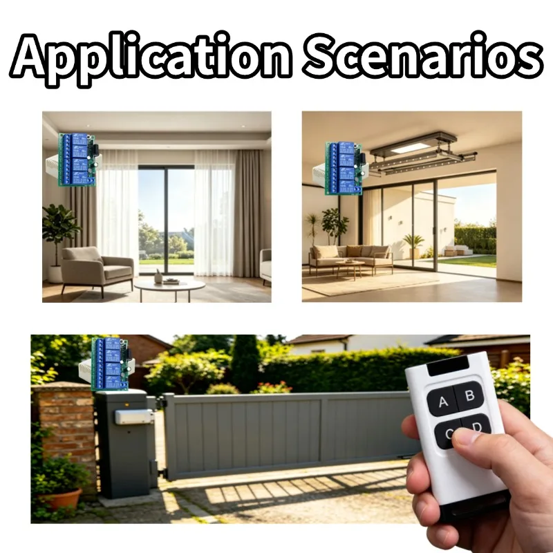 433MHz Universal Wireless Remote Control Switch DC 6V 12V 24V 10A RF Receiver,50m Transmitter,for Garage Door Motor Lamp DIY