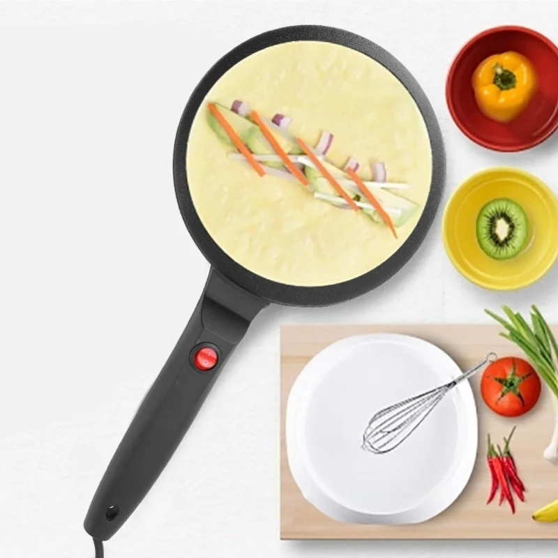 

Электрическая блинница, устойчивая к палочке, круглая домашняя блинная машина с длинной ручкой для яичного рулета, тортилья, черная