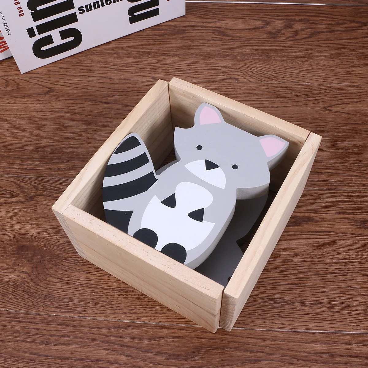 

Bookends For Books Pine Wood Raccoon Shape Home Library Study Organizer Decorative Book Stoppers Office School Storage