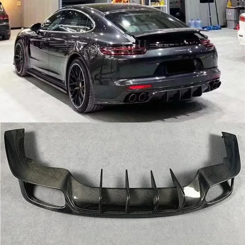 

Real Forged Carbon Fiber Rear Bumper Lip Trunk Diffuser Side Spoilers Body Kit Apron For Porsche Panamera 971 / Turbo 2017-2023