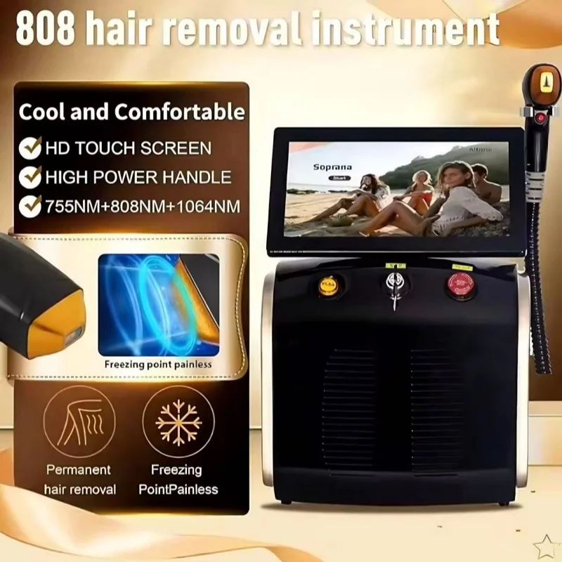 

2025 professional laser epilator ice-cooled titanium alloy, fast permanent hair removal, three wavelength diode laser machine