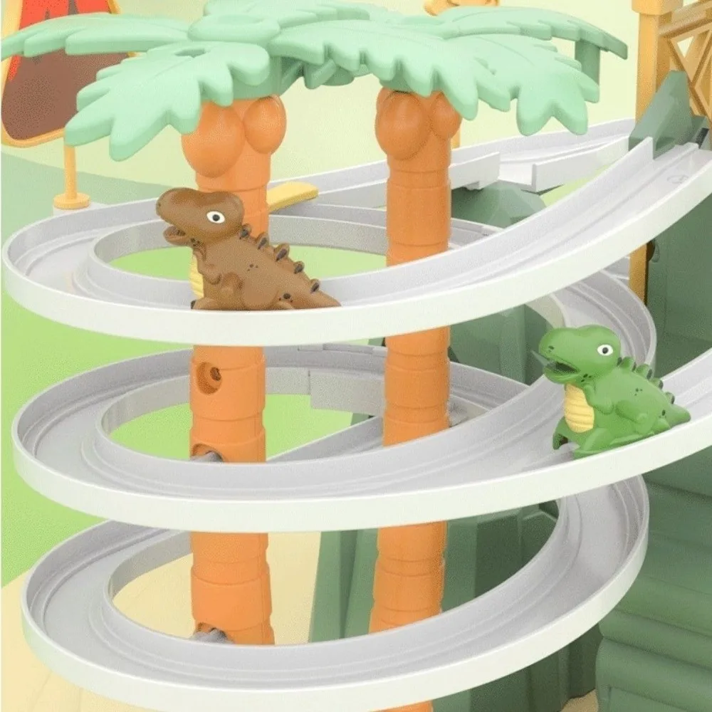 

Со световой музыкой, электрическая гоночная трасса с динозавром, мультяшный динозавр, детский подарок, горка для скалолазания, лестница, двойная дорожка